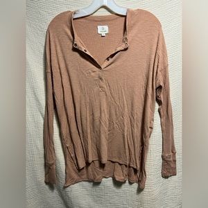 Pink Ribbed Long Sleeve Shirt